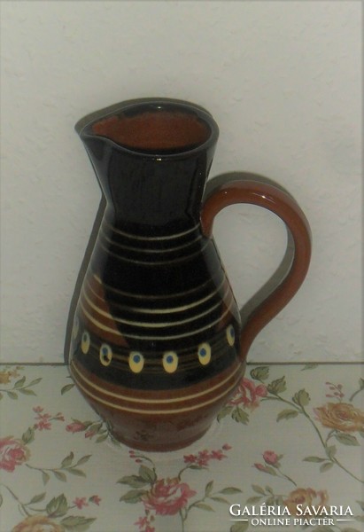 Bulgarian glazed ceramic jug / spout 15.5 cm high.