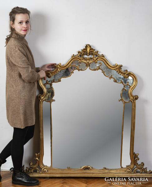 Gilded wooden framed console mirror
