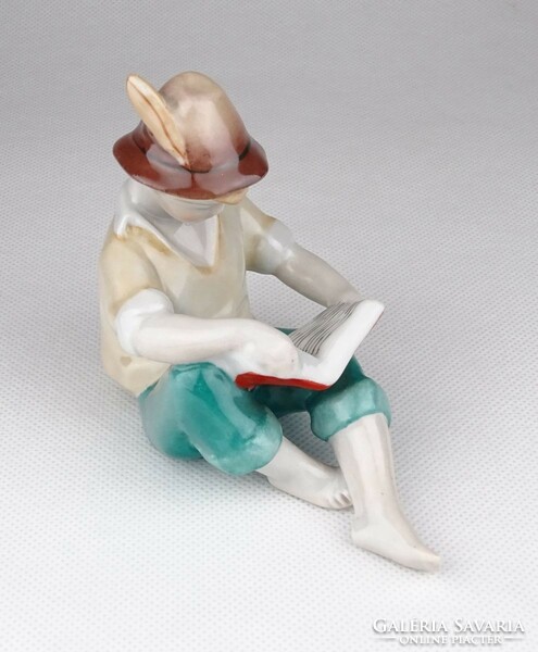 0Y906 old marked drasche reading hat boy