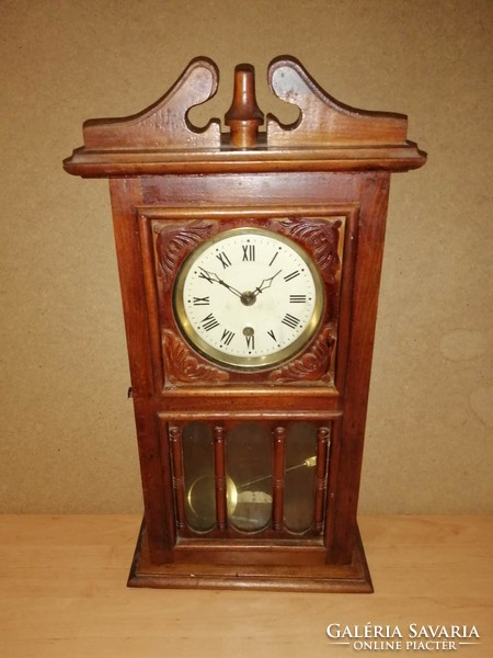 Antique partisan wooden carved glazed pendulum wall clock