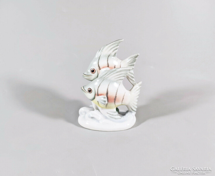 Herendi, pair of sailfish 11 cm., Hand painted porcelain figure, flawless! (I215)