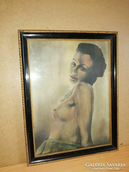 Female nude painting by Sándor Diósi photographed in a glazed frame 34*44.5 cm