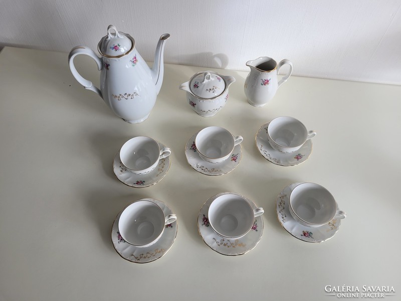 Old mz porcelain coffee set rose gilded pattern moritz zdekauer 6 person set