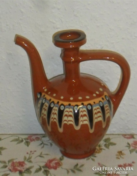 Bulgarian glazed ceramic jug / spout approx.: 17 cm high.