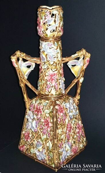 Gyönyörű Antik Zsolnay duplafalú áttört váza
