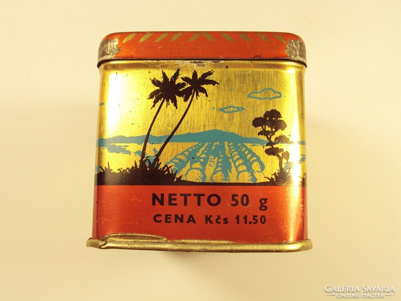 Retro Csehszlovák teás tea fémdoboz pléh doboz - Caj Zlata Smes - 1970-es évekből