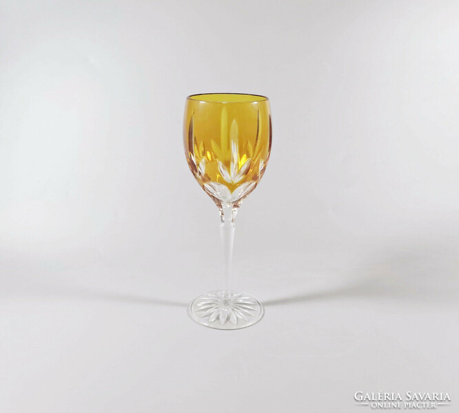 Lip, amber, hand-polished, lead crystal water glasses, set of 6 ! (J332)