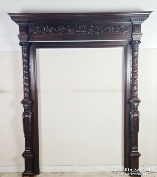 A653 antique richly carved fireplace frame