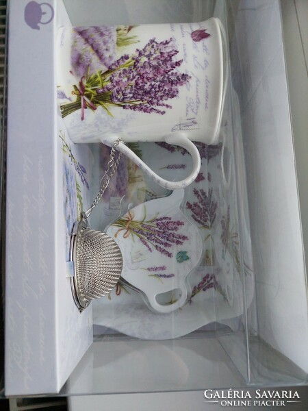 Lavender prvance tea set with tray, filter holder, tea egg