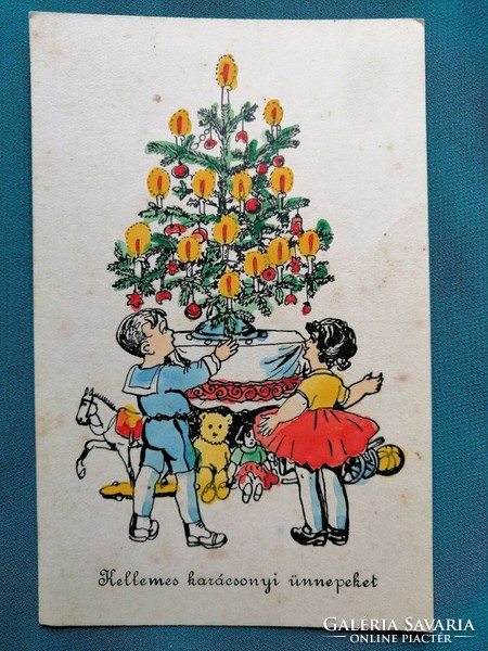 Rajzos karácsonyi  képeslap