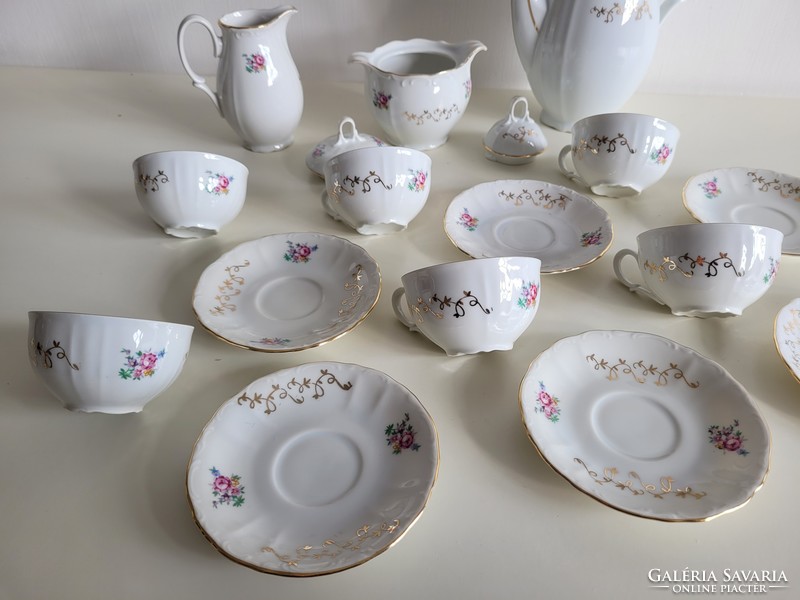 Old mz porcelain coffee set rose gilded pattern moritz zdekauer 6 person set