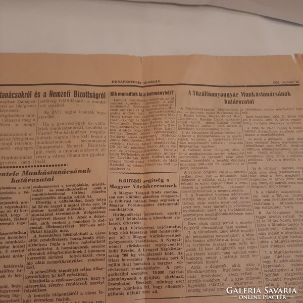 Dunapentelei izzagát is the newspaper of Dunapentelei workers. Year 1. Number 1. October 30, 1956.