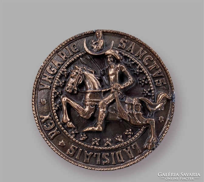 Szent László, magyar király (Rex Hungariae, Sanctus Ladislaus), plasztikus bronzírozott falidísz