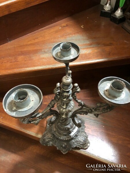 Alpakka candle holder, heavy, solid, height 44 cm.