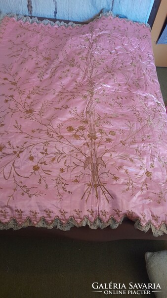 Vintage handmade hand embroidered bedding duvet cover pillowcase for king size bed