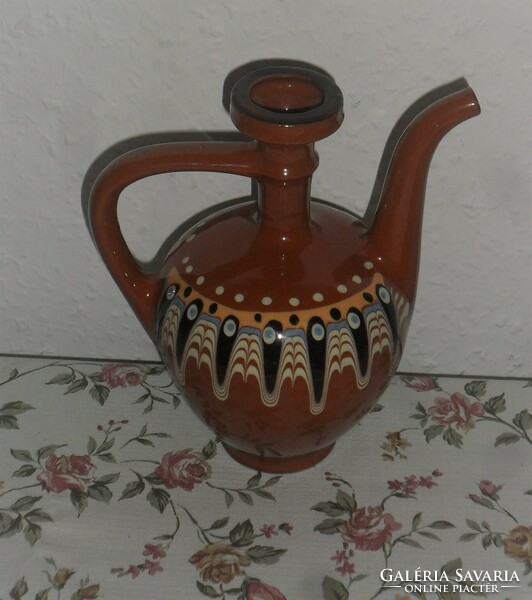 Bulgarian glazed ceramic jug / spout approx.: 17 cm high.