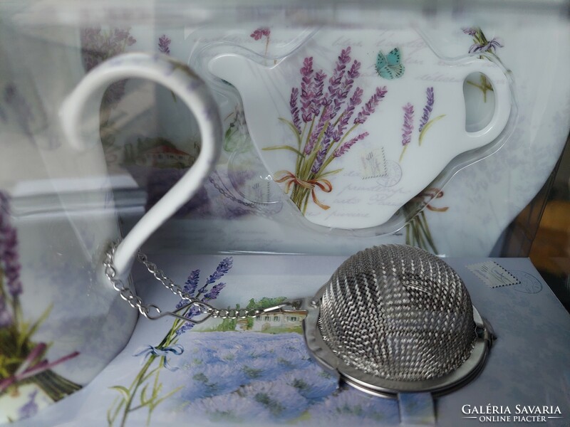 Lavender prvance tea set with tray, filter holder, tea egg