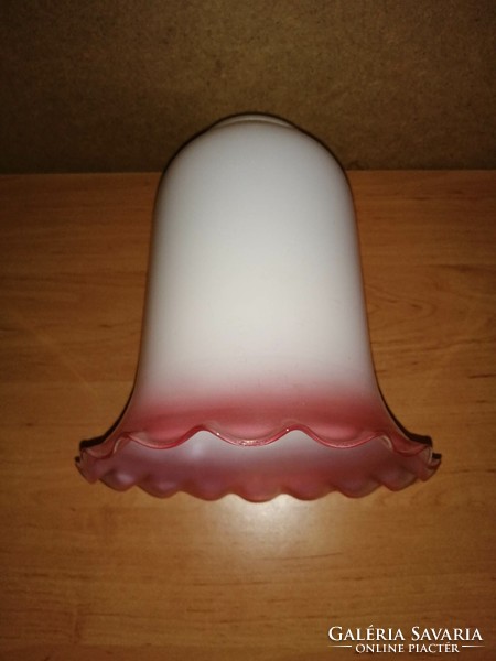 A glass lampshade with a frilled edge is 21 cm long