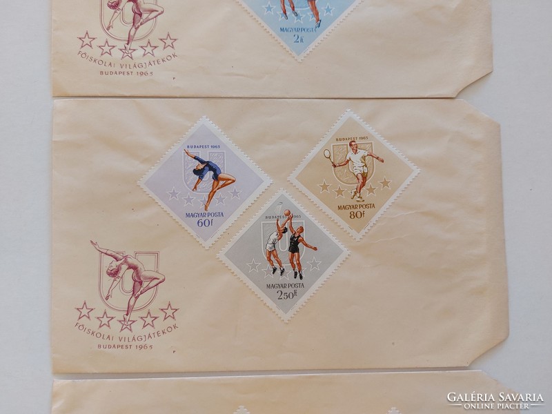 Régi bélyeg boríték Főiskolai Világjátékok Budapest 1965 3 db