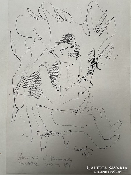 Kálmán Csohány (1925-1980): ink drawing
