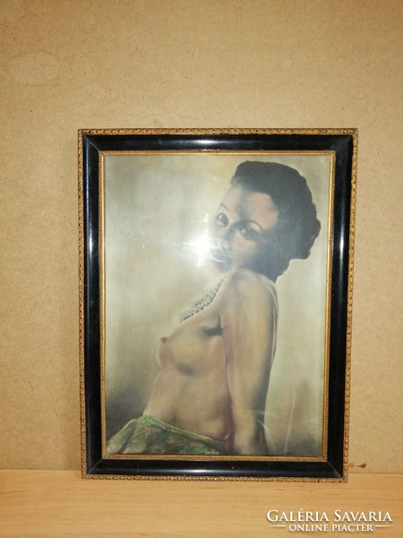 Female nude painting by Sándor Diósi photographed in a glazed frame 34*44.5 cm