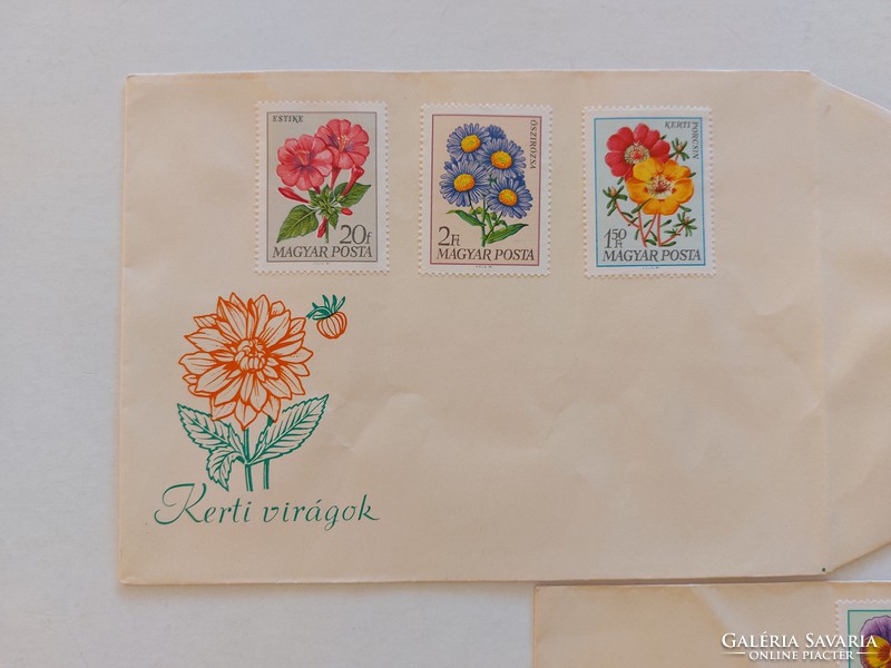 Régi bélyeg boríték Kerti virágok 3 db