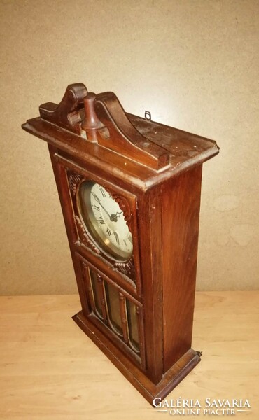 Antique partisan wooden carved glazed pendulum wall clock