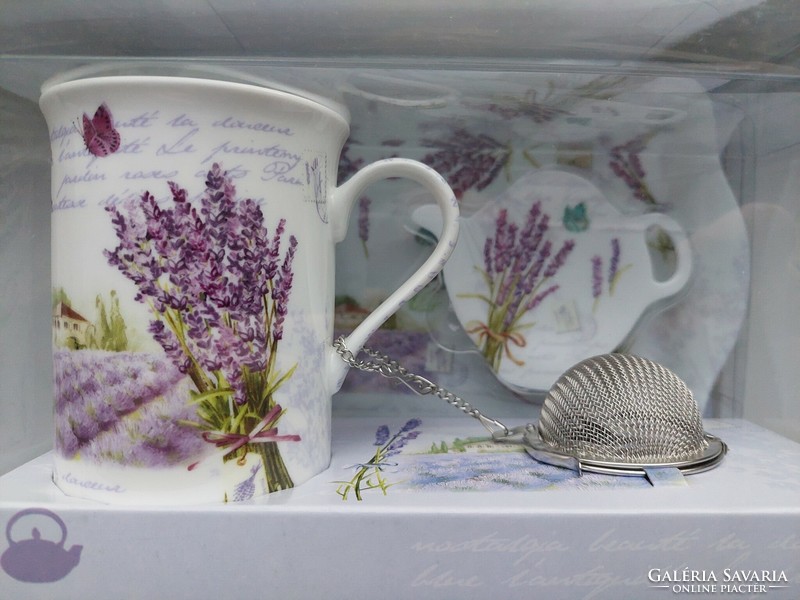 Lavender prvance tea set with tray, filter holder, tea egg
