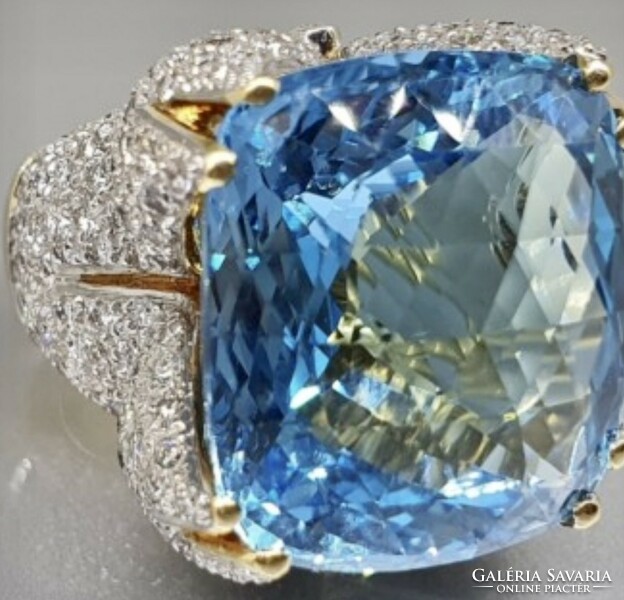 18k arany impozáns koktél gyűrű 42,7 topáz és 2,6 CT gyémántokkal ékesítve ! Gigantikus luxusban