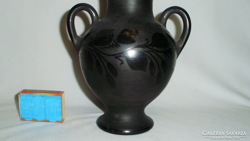 Black ceramic vase