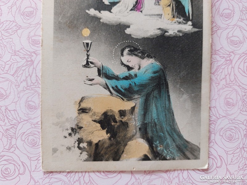 Régi húsvéti képeslap 1928 levelezőlap angyalok Jézus