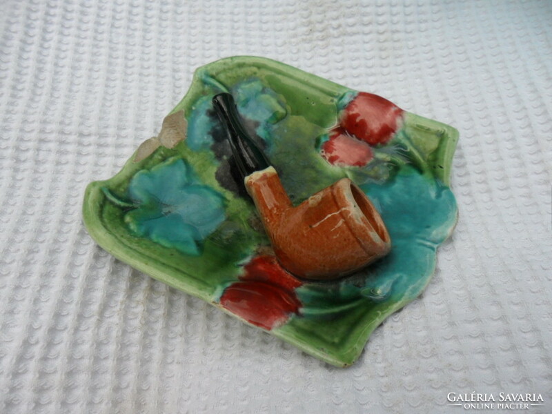 Antique family cimeres Zsolnay ashtray or bowl with pipe