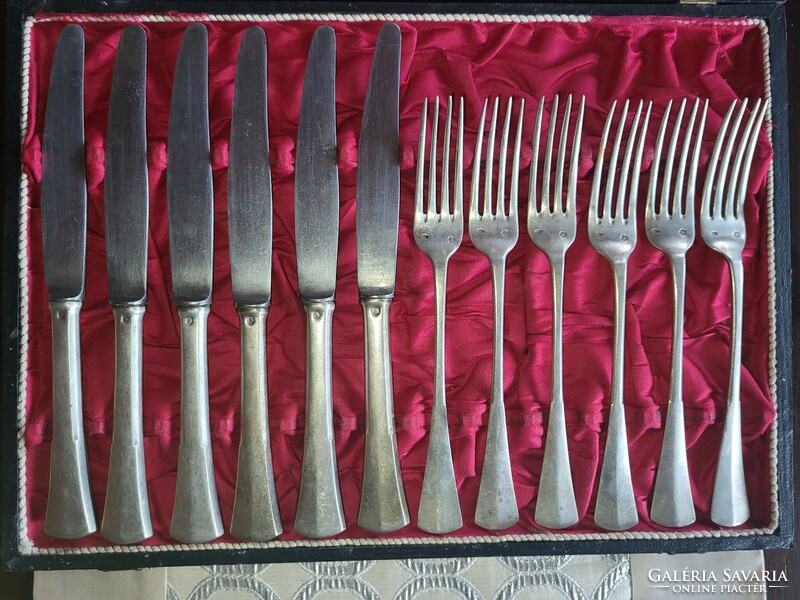 6 Personal, 12-piece silver cutlery set, 6 forks, 6 knives with box, gold jewelry exchange!