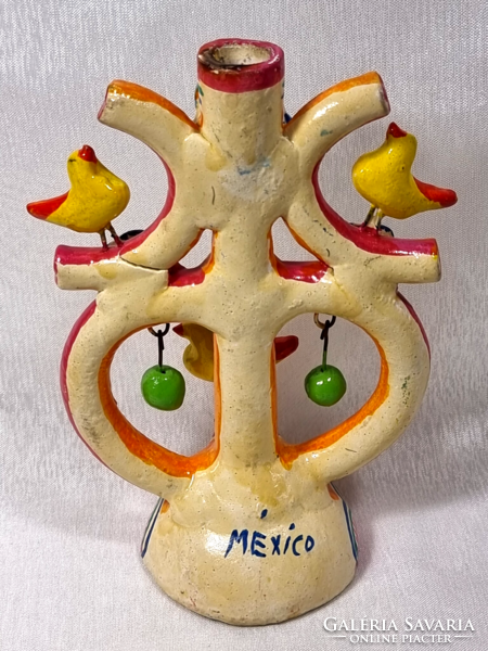 Vintage alfonso castillo tree of life candelabra mexican ceramic bird flower candle holder