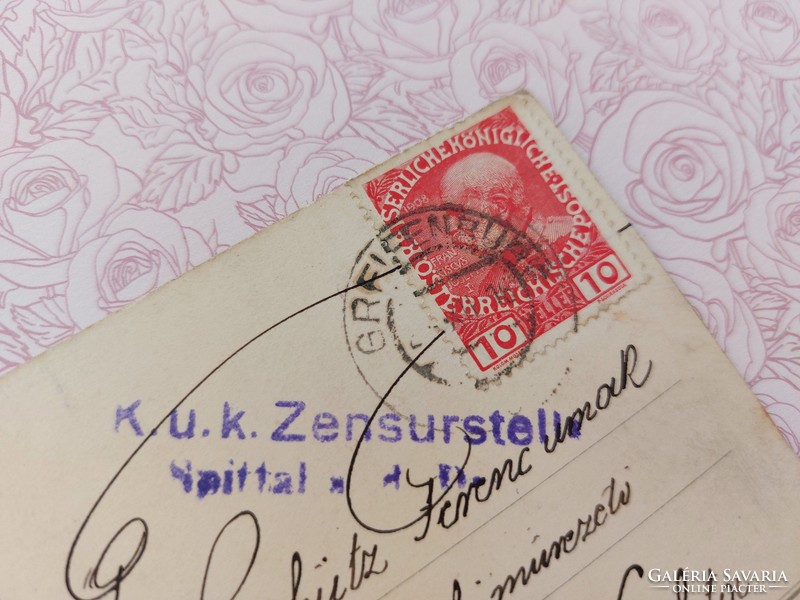 Régi képeslap levelezőlap fenyőág fagyöngy