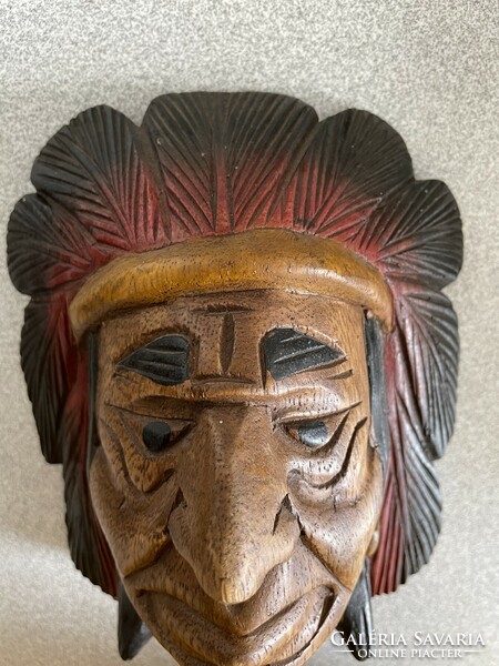 Wood carved indian head