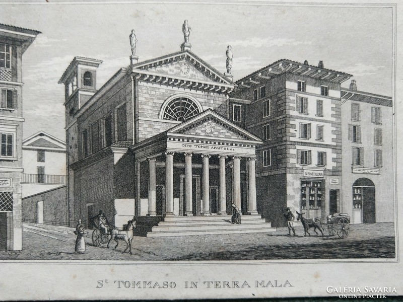 Milano st. Tamás terra mala. Original woodcut ca. 1843