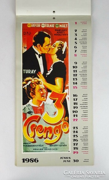 0T084 Mozifilm plakát naptár az 1930-40-es évekből
