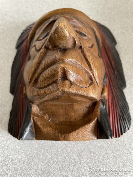 Wood carved indian head