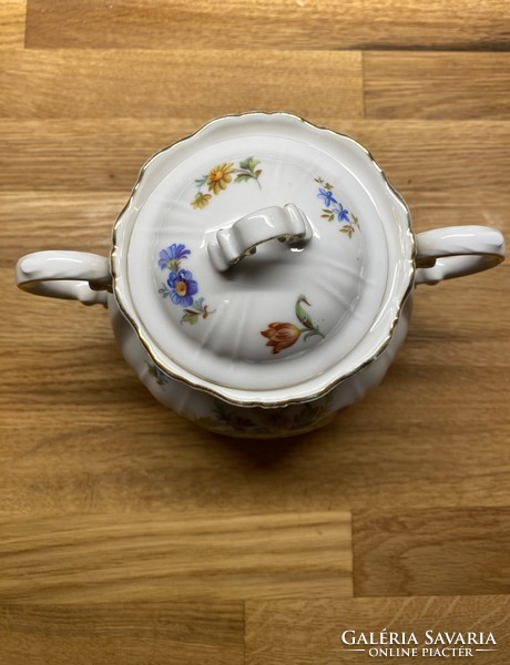 Zsolnay barokk virágmintás fehér teáskészlet