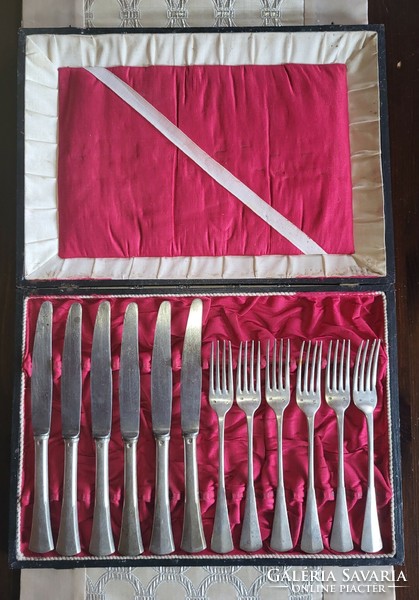 6 Personal, 12-piece silver cutlery set, 6 forks, 6 knives with box, gold jewelry exchange!