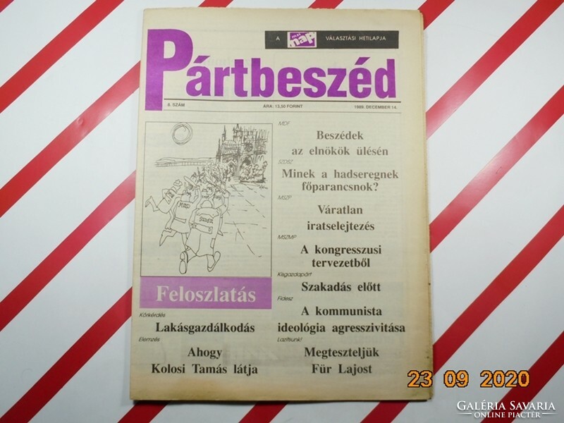 Régi retro újság - Pártbeszéd- Választási politikai hetilap - 1989. december 14. - Születésnapra