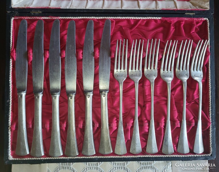 6 Personal, 12-piece silver cutlery set, 6 forks, 6 knives with box, gold jewelry exchange!