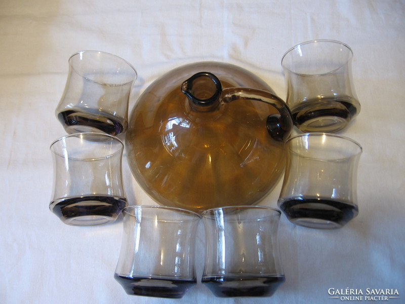 Retro smoke colored libbey whiskey glass set without jug