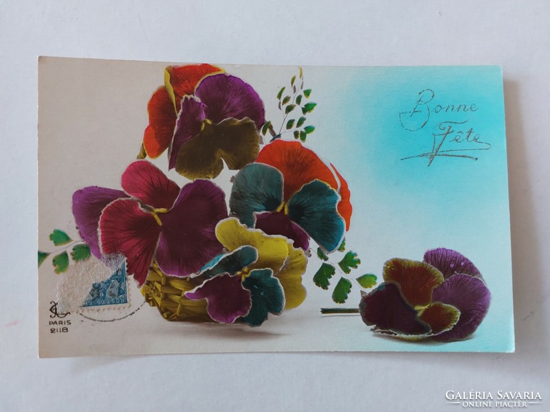 Régi virágos képeslap 1929 levelezőlap árvácska