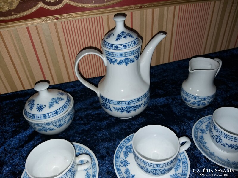 Kávéskészlet KAHLA GDR német kobalt festett porcelán hat személyes hagyma mintás kávés készlet