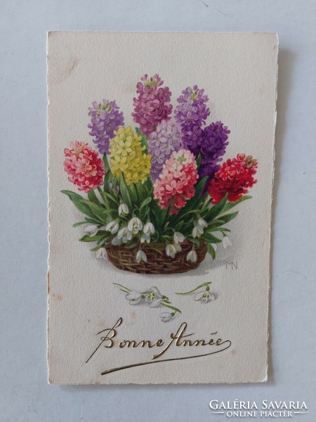 Régi virágos képeslap 1930 levelezőlap jácint hóvirág