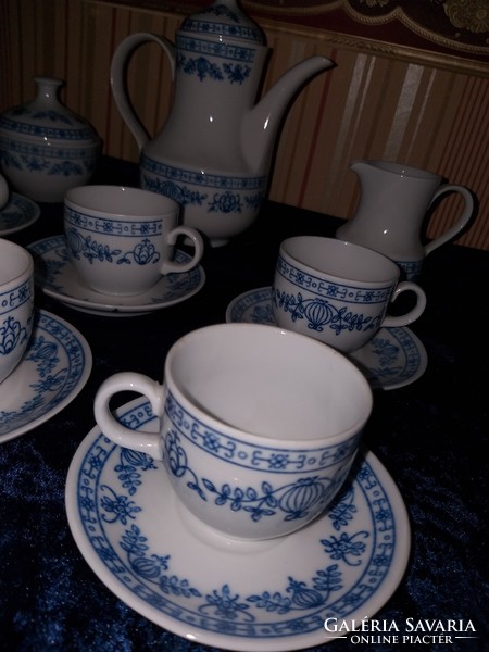 Kávéskészlet KAHLA GDR német kobalt festett porcelán hat személyes hagyma mintás kávés készlet