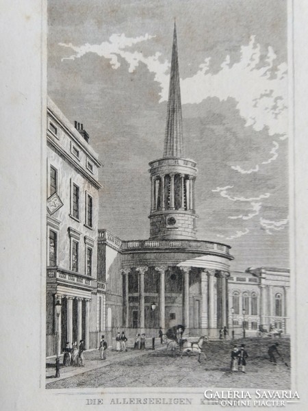 Mindenszentek temploma. Eredeti acelmetszet ca.1843