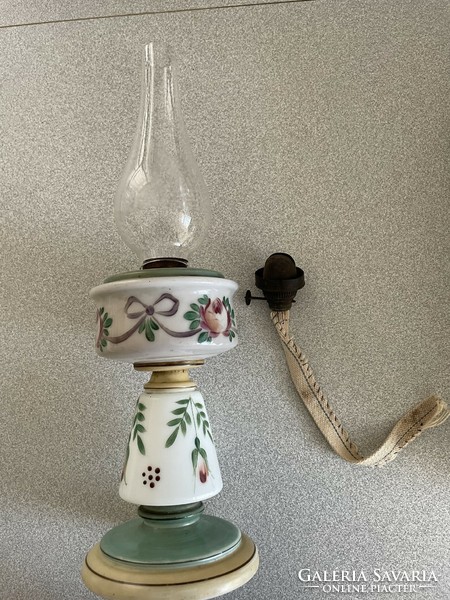 Antique hand painted kerosene lamp